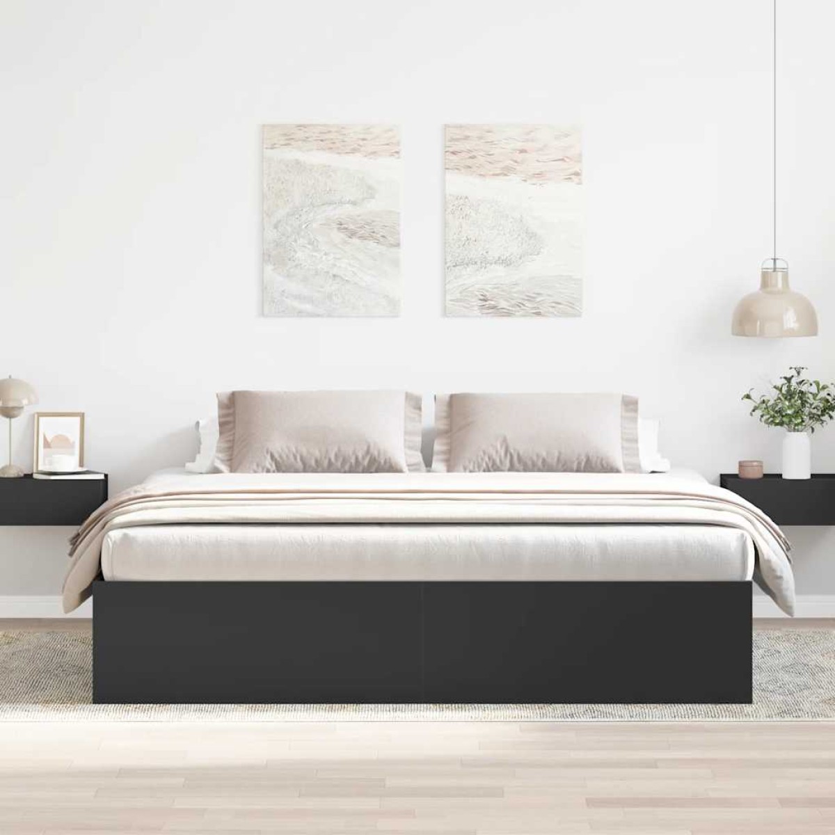 vidaXL Πλαίσιο Κρεβατιού Μαύρο 180 x 200 εκ. Super King