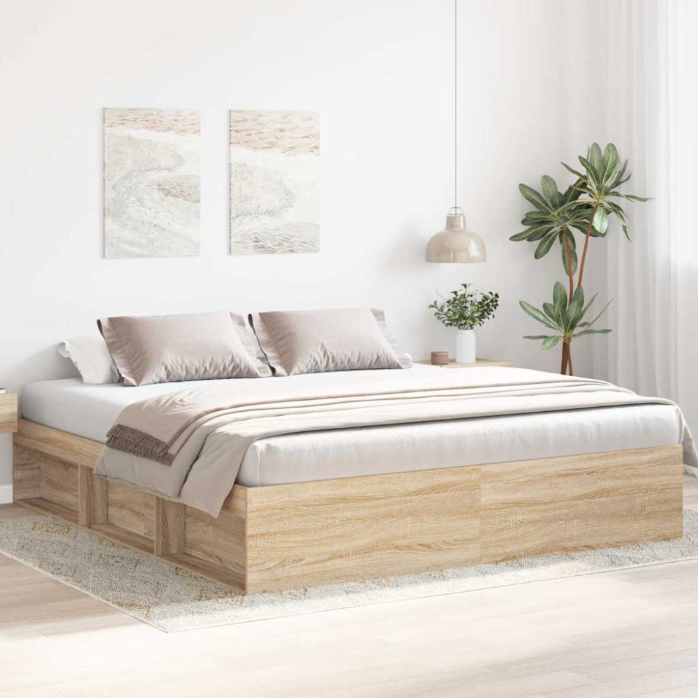 vidaXL Πλαίσιο Κρεβατιού Sonoma Δρυς 180 x 200 εκ. Super King