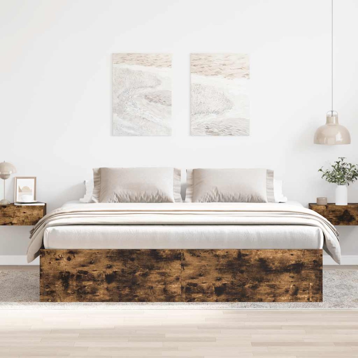 vidaXL Πλαίσιο Κρεβατιού Καπνιστή Δρυς 180 x 200 εκ. Super King