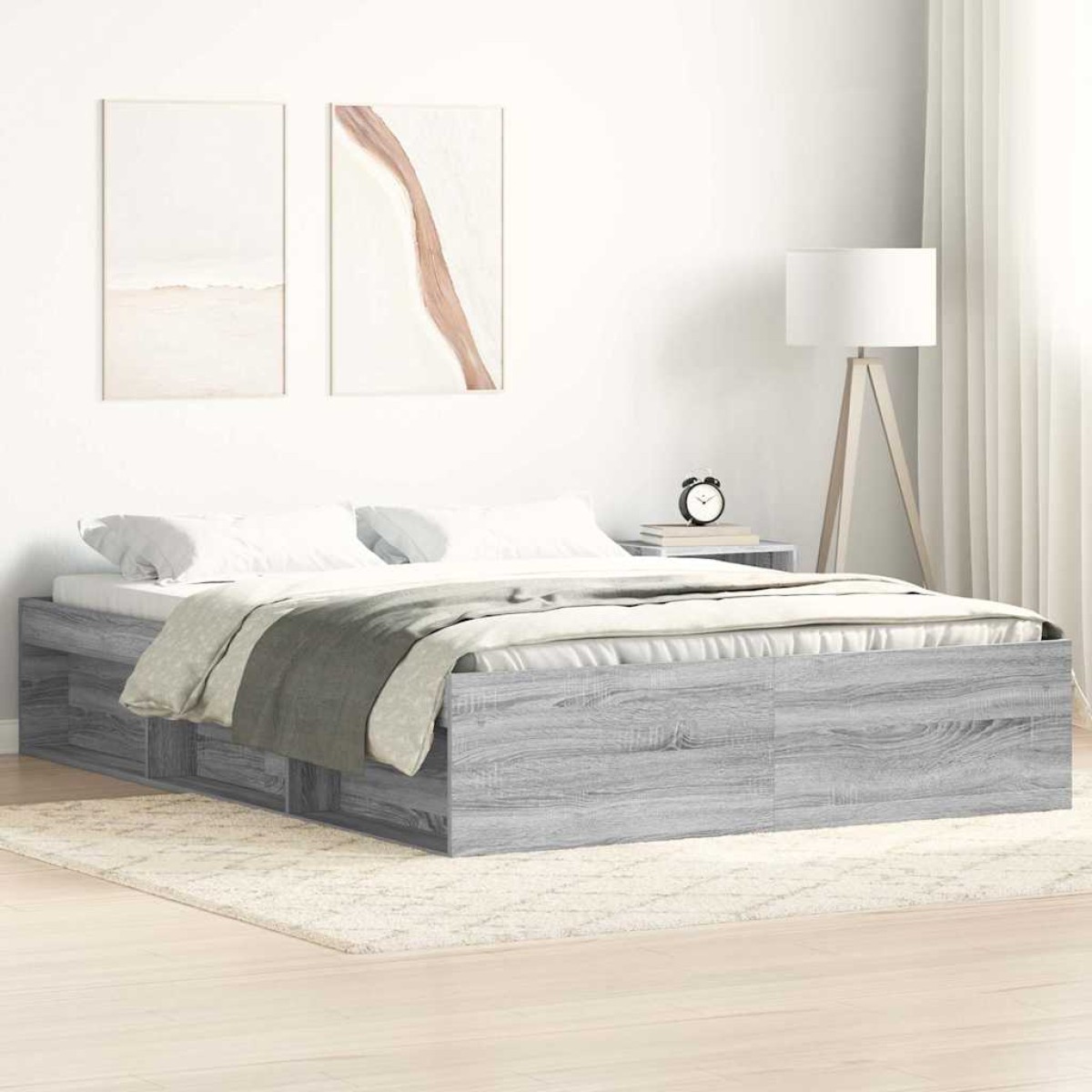 vidaXL Πλαίσιο Κρεβατιού Γκρι Sonoma 120x190 εκ. Small Double