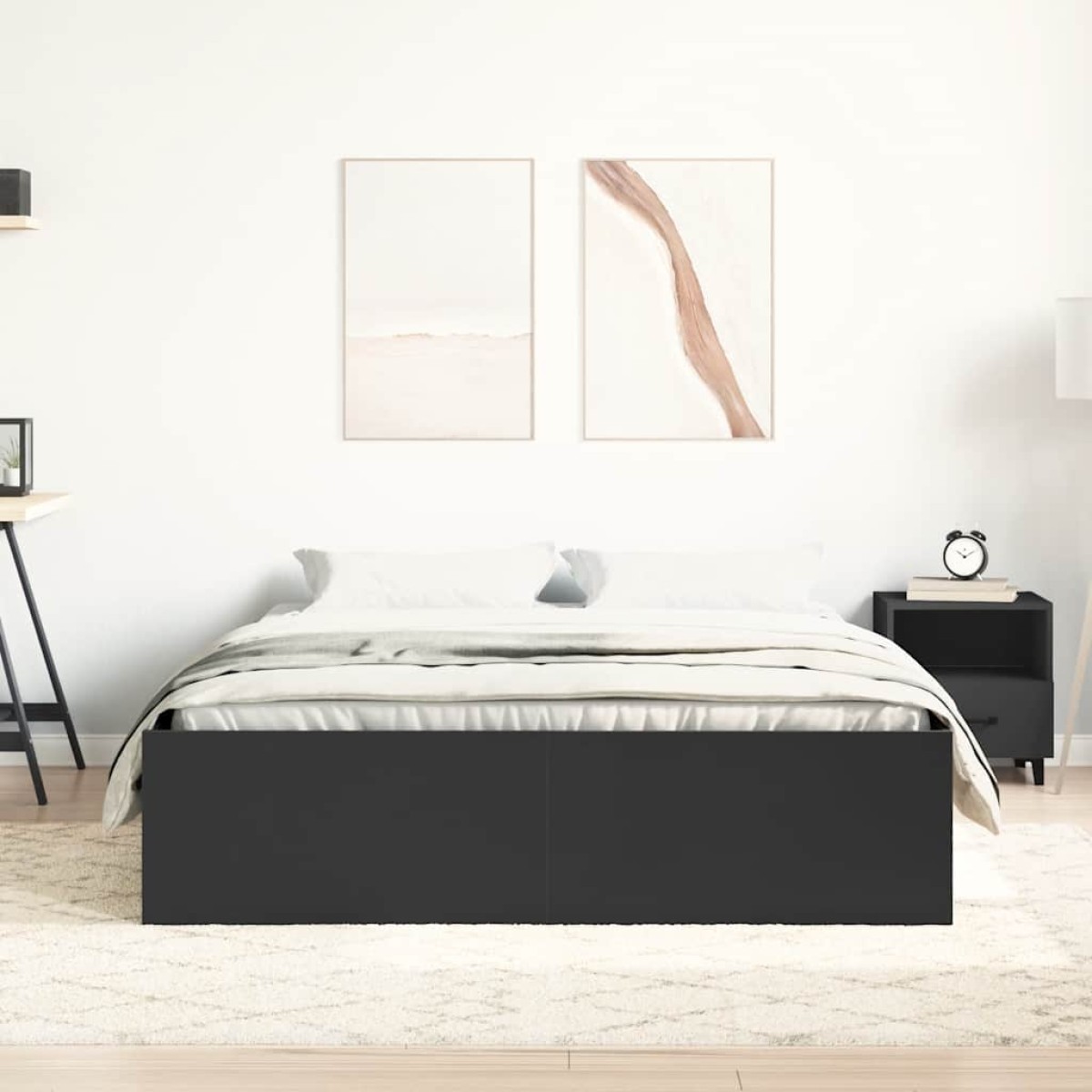vidaXL Πλαίσιο Κρεβατιού Μαύρο 135x190 εκ. Double