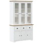vidaXL Ντουλάπι BODO Λευκό/Καφέ 115,5x43x200,5 εκ. Μασίφ Ξύλο Πεύκου