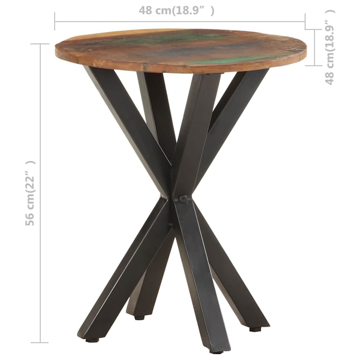 vidaXL Τραπεζάκι Βοηθητικό 48 x 48 x 56 εκ. από Μασίφ Ανακυκλωμένο Ξύλο