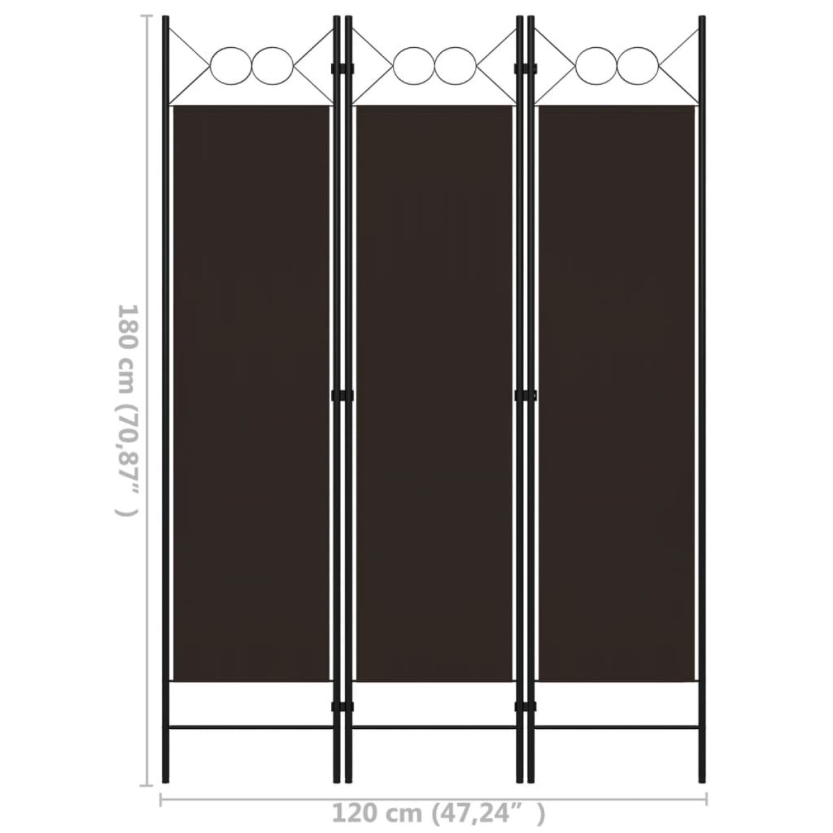 vidaXL Διαχωριστικό Δωματίου με 3 Πάνελ Καφέ 120 x 180 εκ.