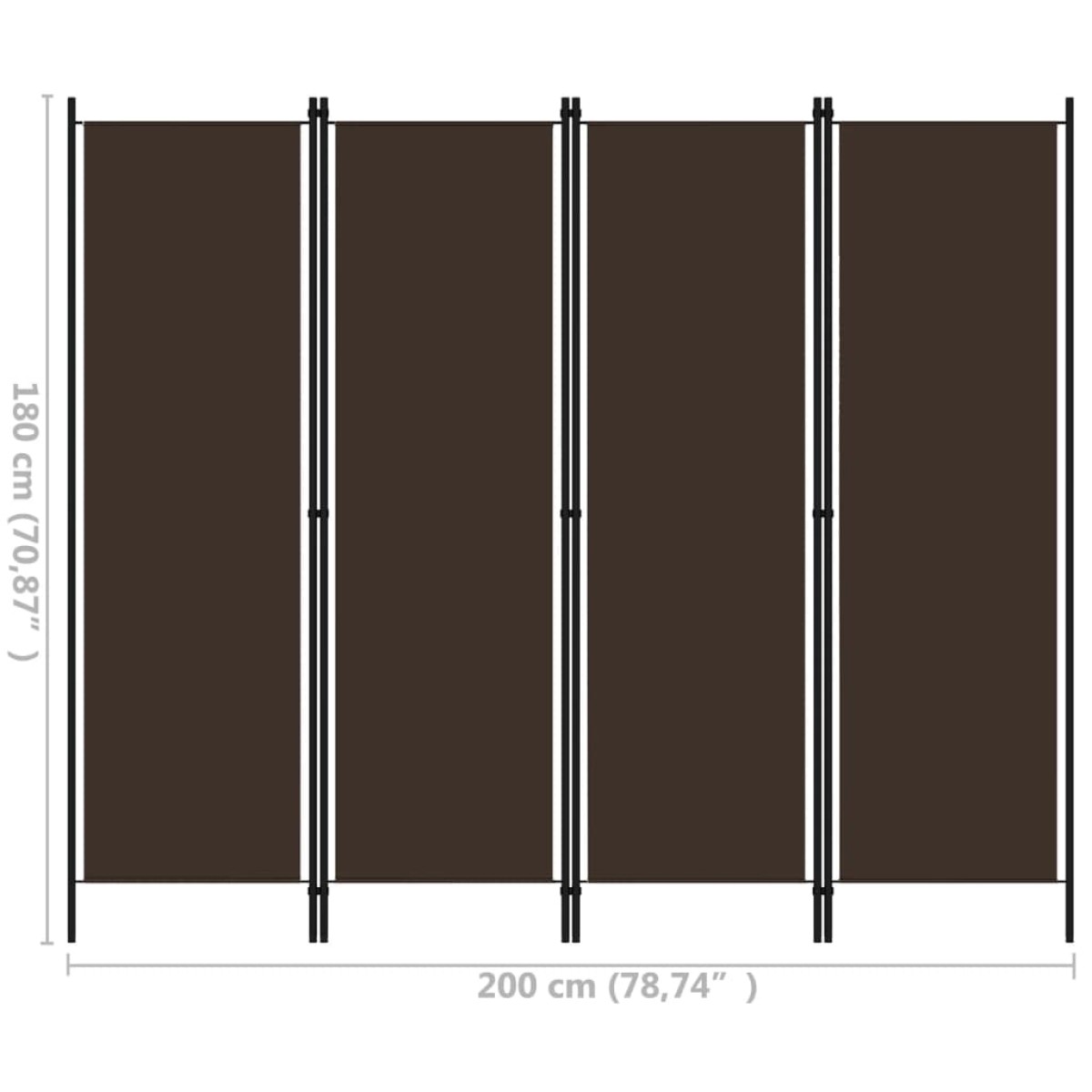 vidaXL Διαχωριστικό Δωματίου με 4 Πάνελ Καφέ 200 x 180 εκ.