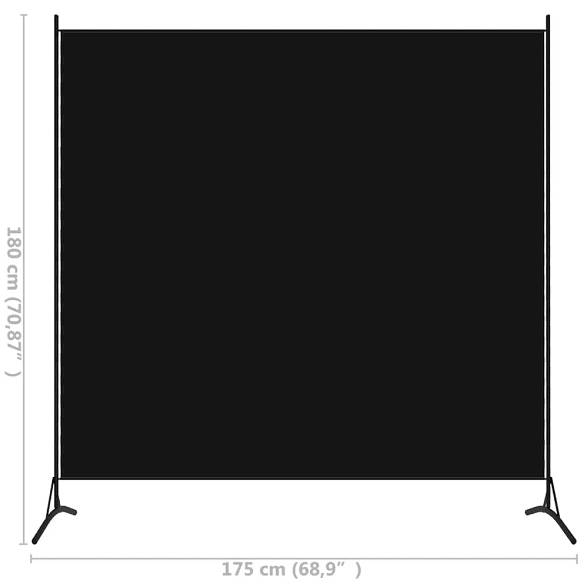 vidaXL Διαχωριστικό Δωματίου με 1 Πάνελ Μαύρο 175 x 180 εκ.