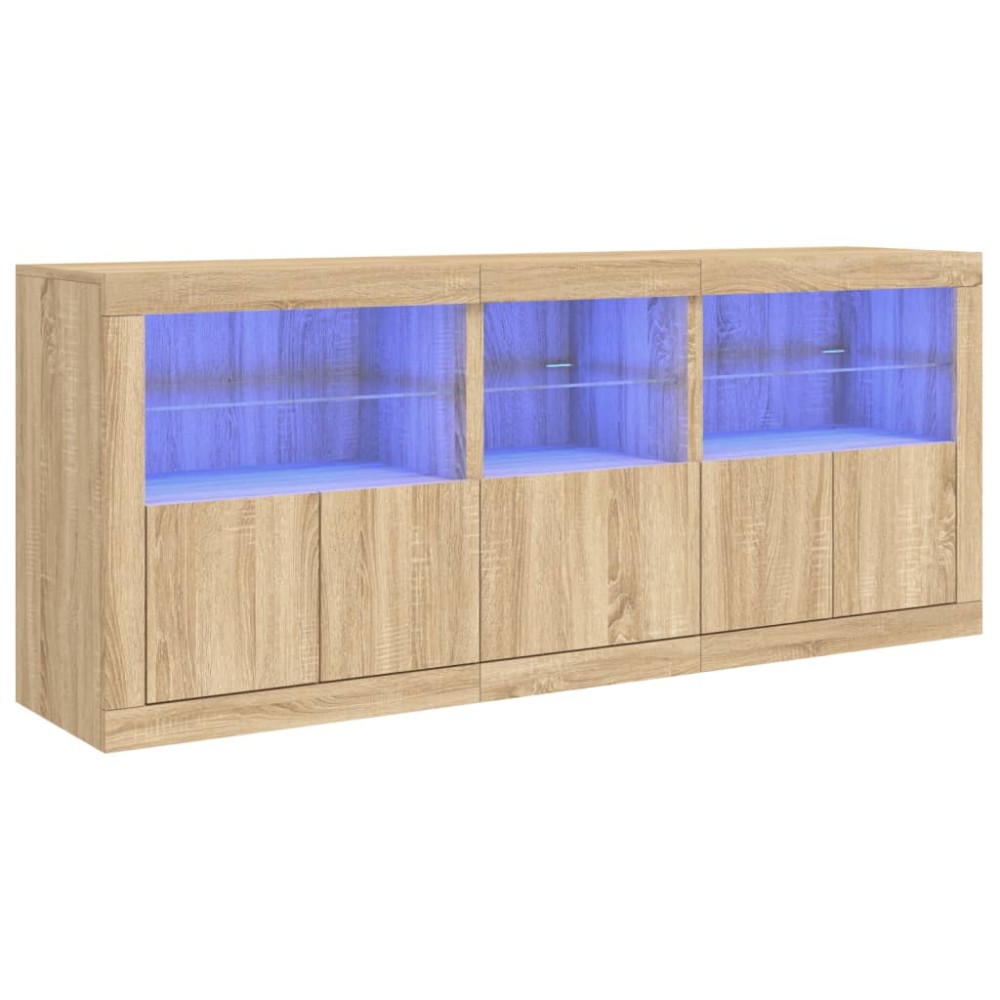 vidaXL Ντουλάπι με LED Sonoma Δρυς 162x37x67 εκ.