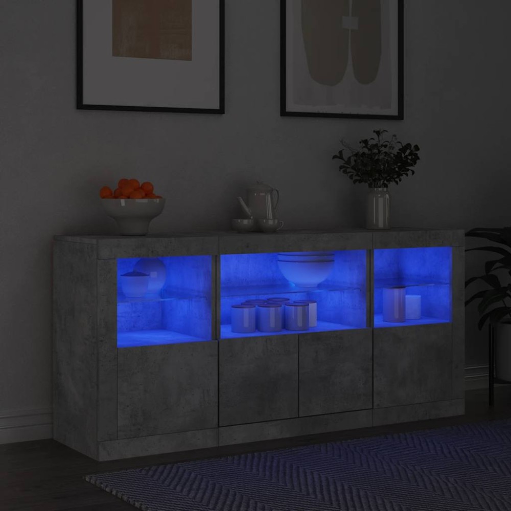 vidaXL Ντουλάπι με LED Γκρι Σκυροδέματος 142,5x37x67 εκ.