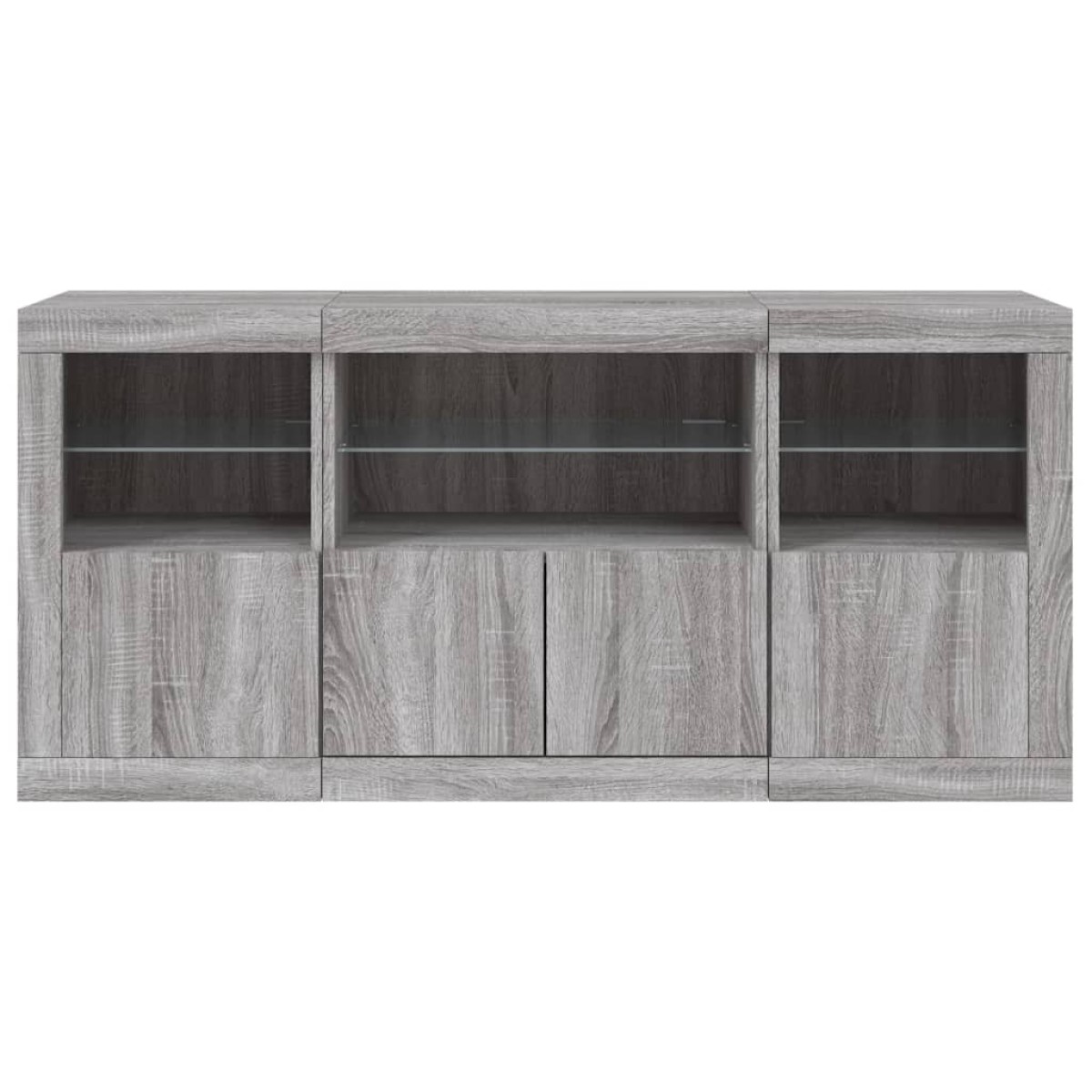 vidaXL Μπουφές με LED Γκρι Sonoma 142,5x37x67 εκ.