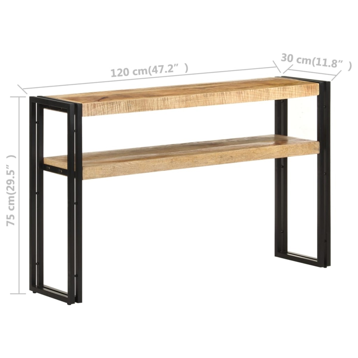 vidaXL Τραπέζι Κονσόλα 120 x 30 x 75 εκ. από Ακατέργαστο Ξύλο Μάνγκο