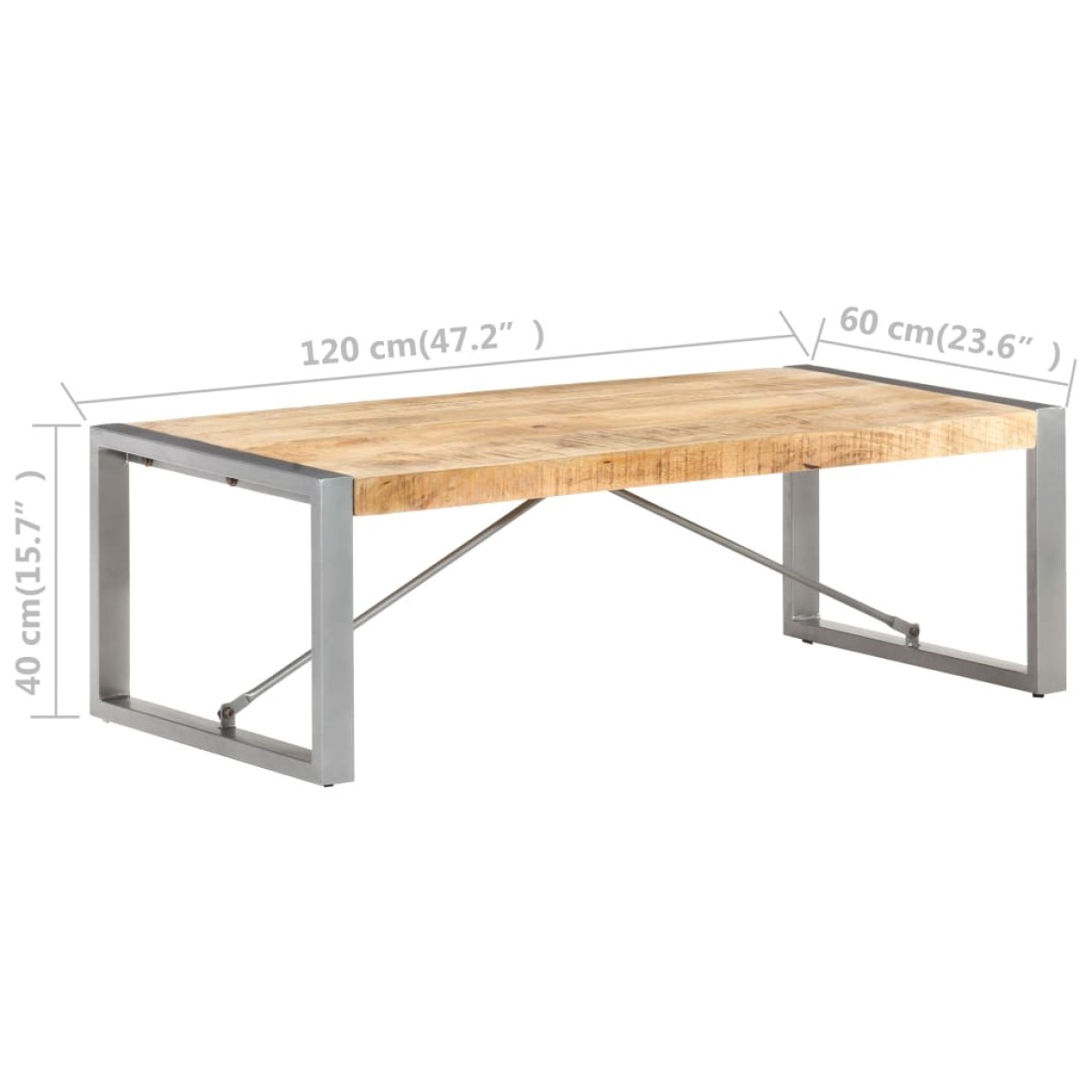 vidaXL Τραπεζάκι Σαλονιού 120 x 60 x 40 εκ. Ακατέργαστο Ξύλο Μάνγκο