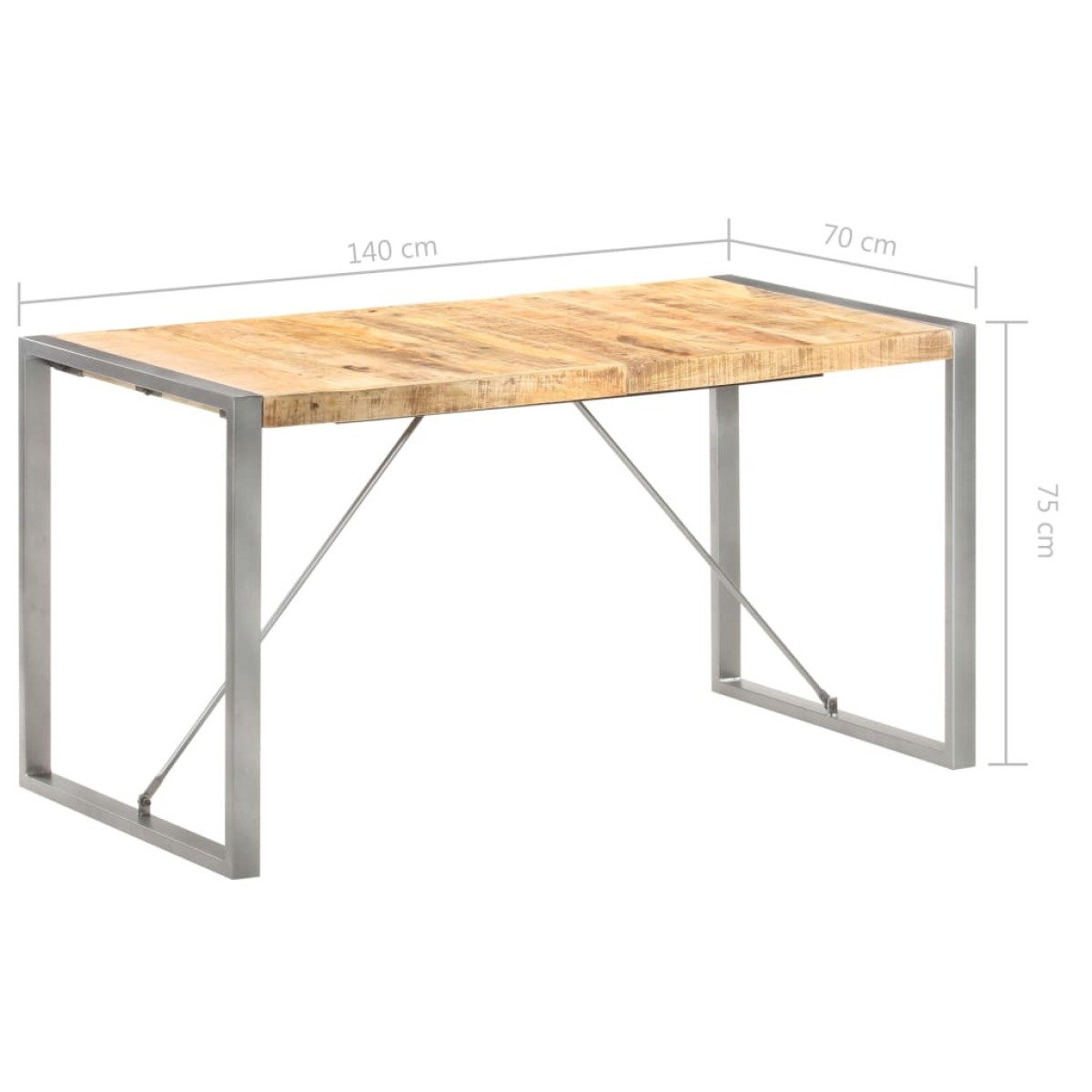 vidaXL Τραπεζαρία 140 x 70 x 75 εκ. από Μασίφ Ακατέργαστο Ξύλο Μάνγκο