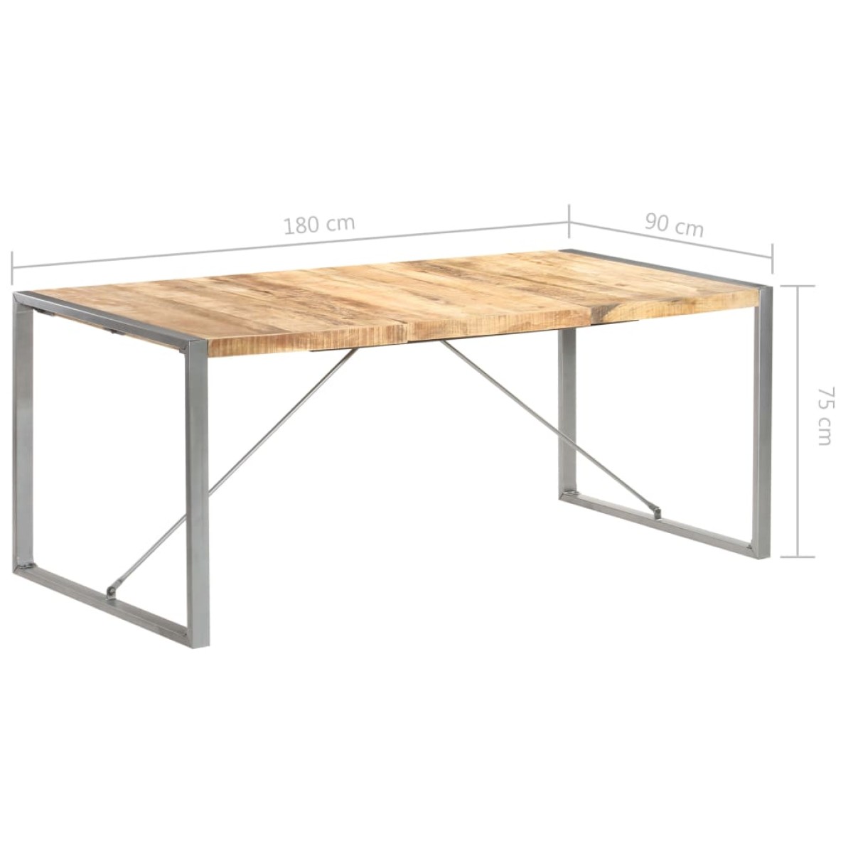 vidaXL Τραπεζαρία 180 x 90 x 75 εκ. από Μασίφ Ακατέργαστο Ξύλο Μάνγκο