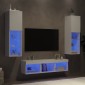 vidaXL Έπιπλα Τοίχου Τηλεόρασης 5 τεμ LED Λευκά από Επεξεργασμένο Ξύλο
