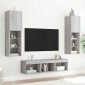 vidaXL Έπιπλα Τοίχου Τηλεόρασης 5 τεμ. LED Γκρι Sonoma από Επεξ. Ξύλο