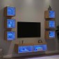 vidaXL Έπιπλα Τοίχου Τηλεόρασης 8 τεμ. LED Sonoma Δρυς από Επεξ. Ξύλο