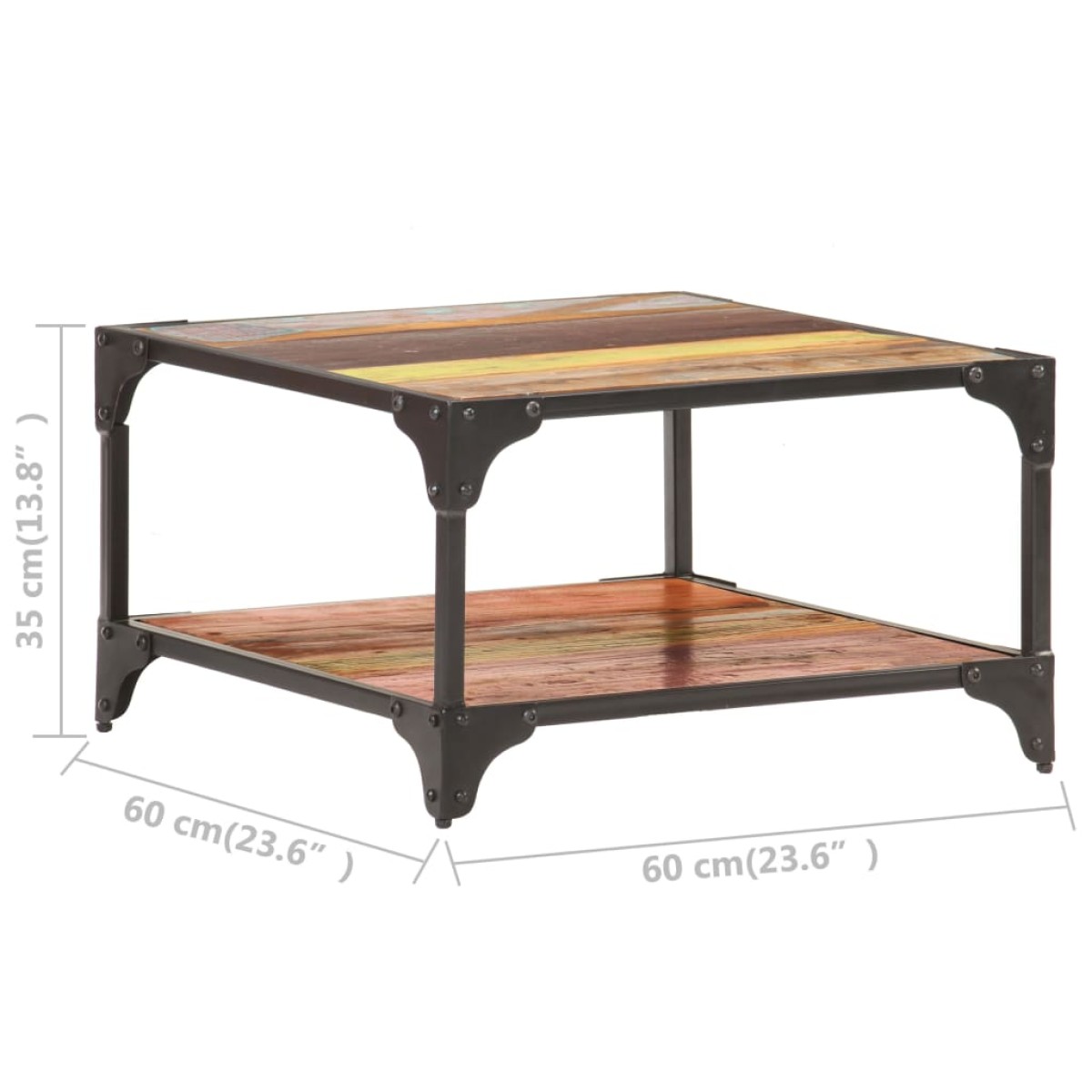 vidaXL Τραπεζάκι Σαλονιού 60 x 60 x 35 εκ. από Μασίφ Ανακυκλωμένο Ξύλο