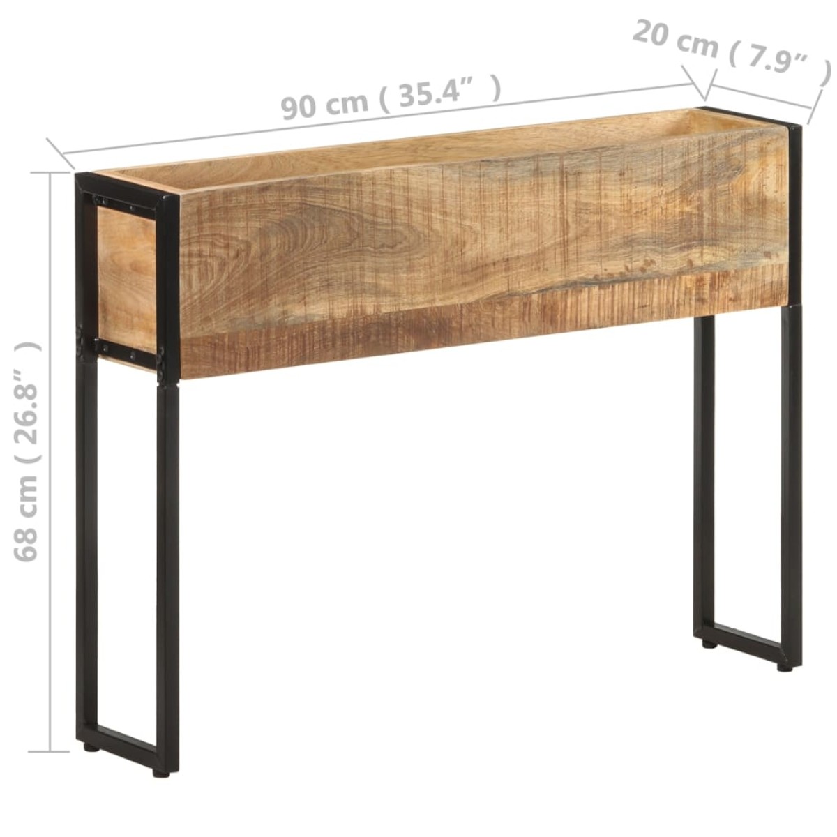 vidaXL Ζαρντινιέρα 90 x 20 x 68 εκ. από Ακατέργαστο Ξύλο Μάνγκο