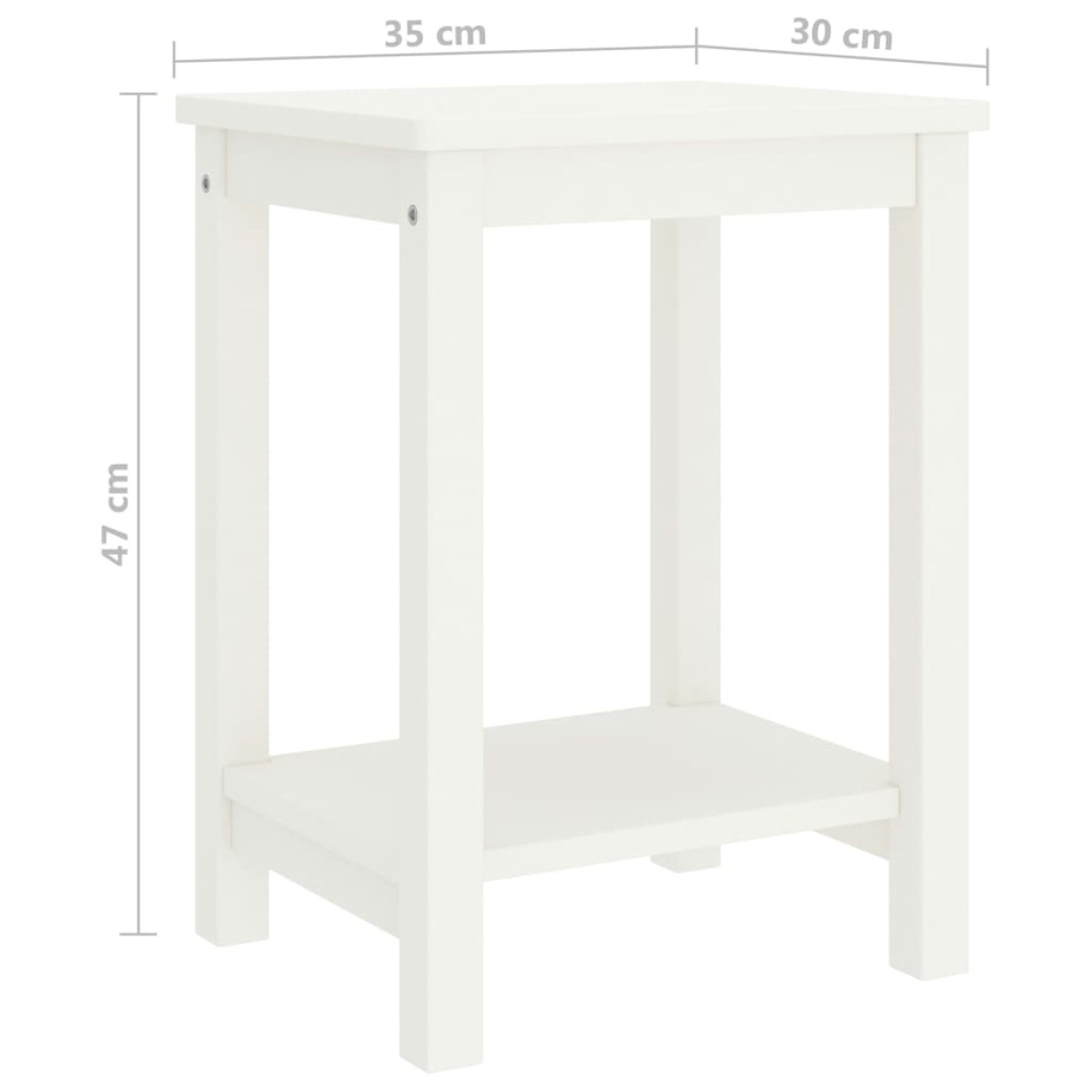 vidaXL Κομοδίνο Λευκό 35 x 30 x 47 εκ. από Μασίφ Ξύλο Πεύκου