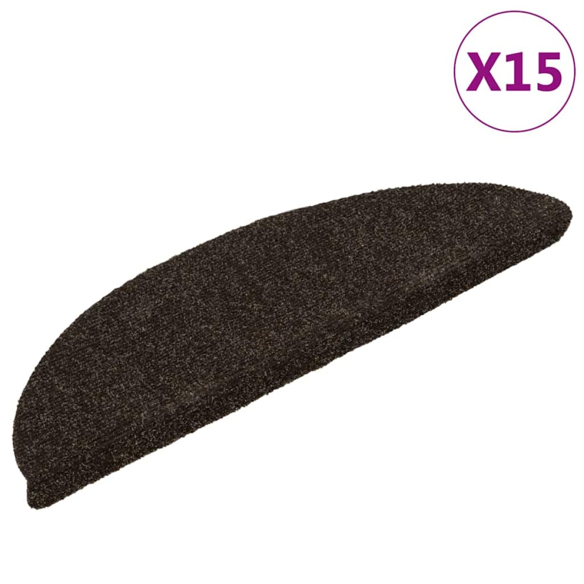 vidaXL Πατάκια Σκάλας Αυτοκόλ. 15 τεμ Σκ. Καφέ 56x17x3 εκ Βελονιασμένο