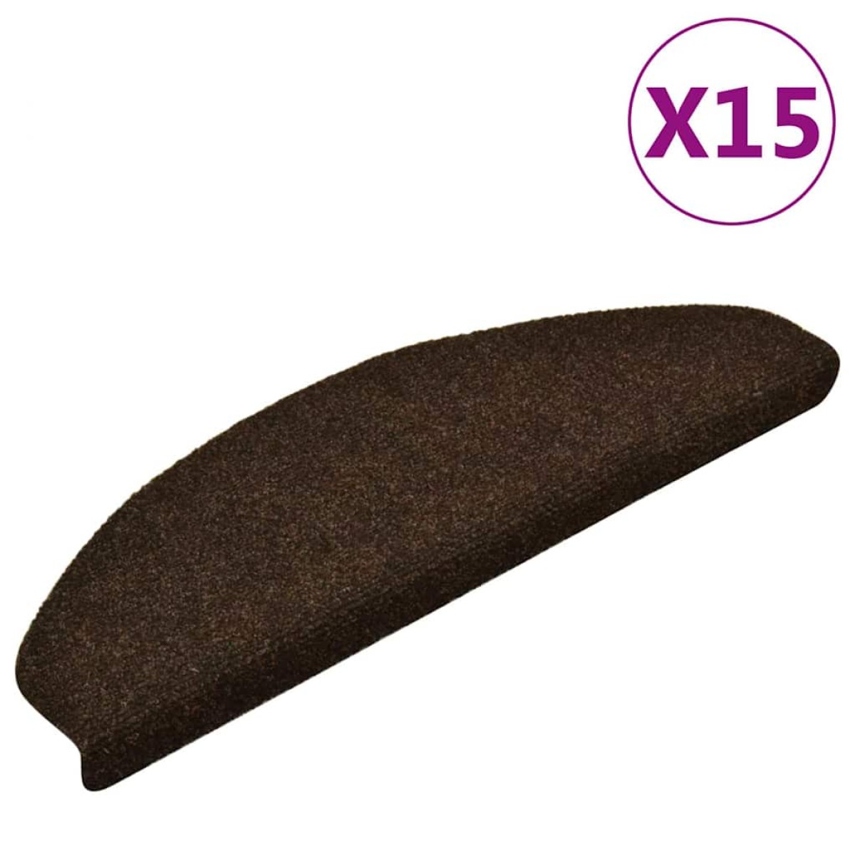 vidaXL Πατάκια Σκάλας Αυτοκόλλητα 15 τεμ Καφέ 65x21x4 εκ. Βελονιασμένο