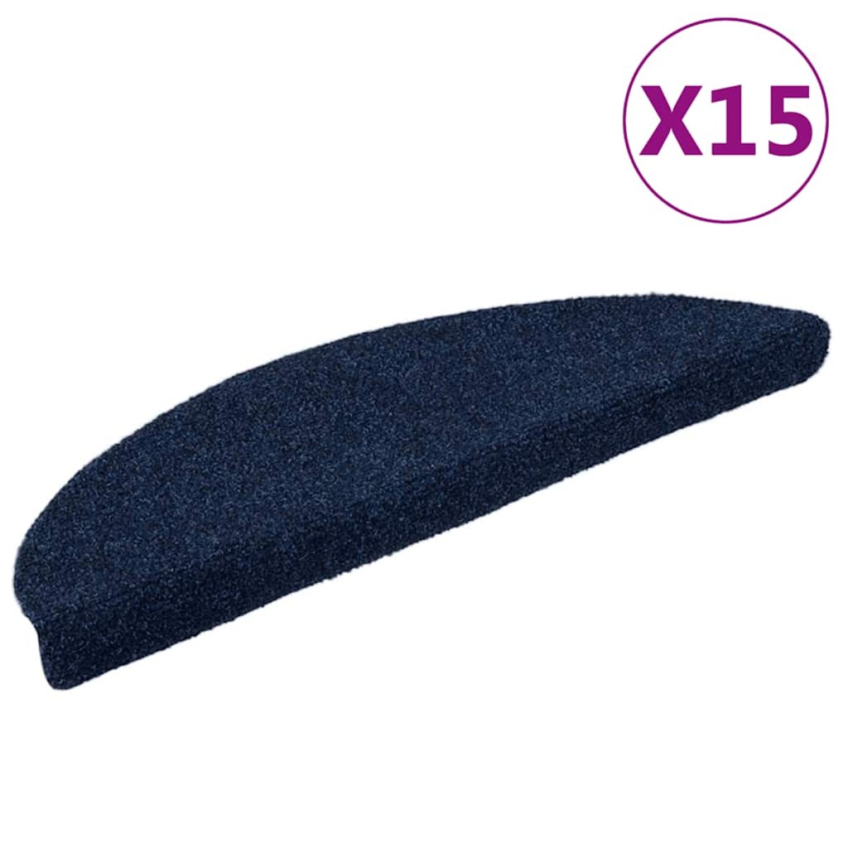 vidaXL Πατάκια Σκάλας Αυτοκόλ. 15 τεμ Ν. Μπλε 56x17x3 εκ. Βελονιασμένο