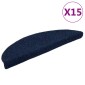 vidaXL Πατάκια Σκάλας Αυτοκόλ. 15 τεμ Ν. Μπλε 56x17x3 εκ. Βελονιασμένο