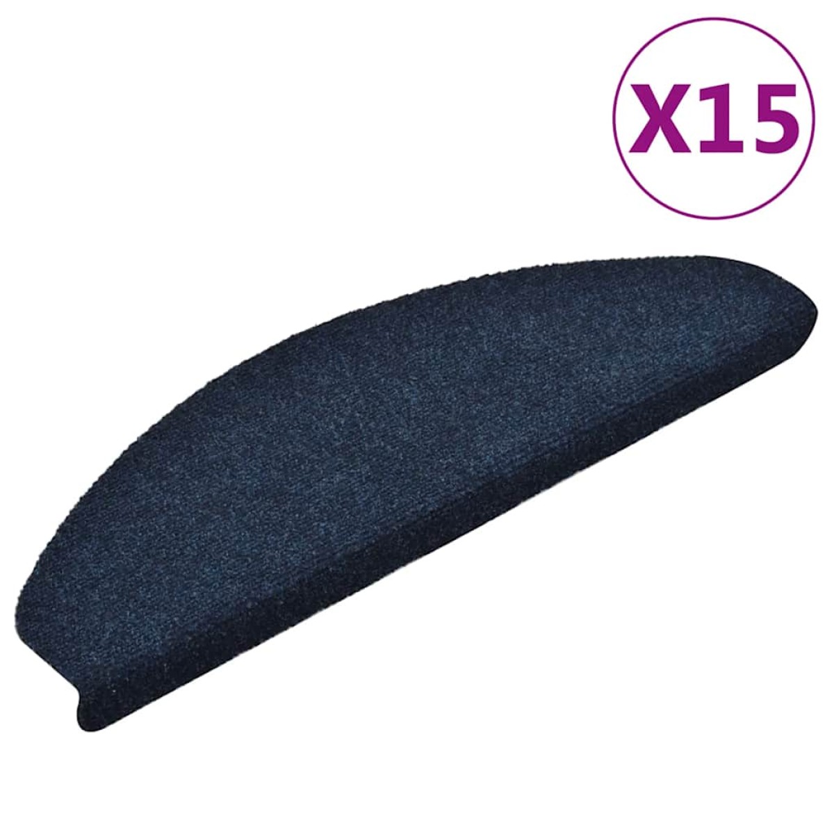 vidaXL Πατάκια Σκάλας Αυτοκόλ. 15 τεμ Ν. Μπλε 65x21x4 εκ Βελονιασμένο