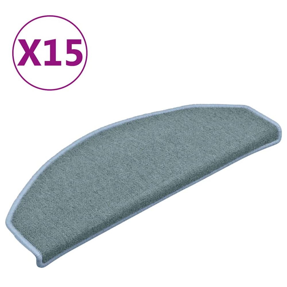 vidaXL Πατάκια Σκαλοπατιών 15 τεμ. 65x24x4 εκ. Θαλασσί Ημίστρογγυλά Μεγάλα
