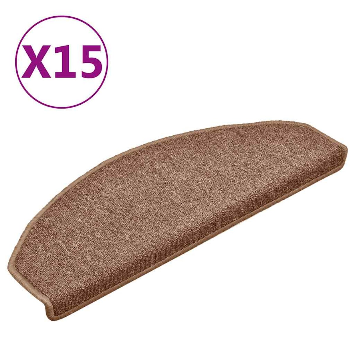 vidaXL Πατάκια Σκάλας Μοκέτα 15 τεμ. Καφέ 65 x 24 x 4 εκ.