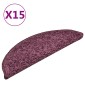 vidaXL Πατάκια Σκάλας Μοκέτα 15 τεμ. Σκούρο Μοβ 56 x 17 x 3 εκ.