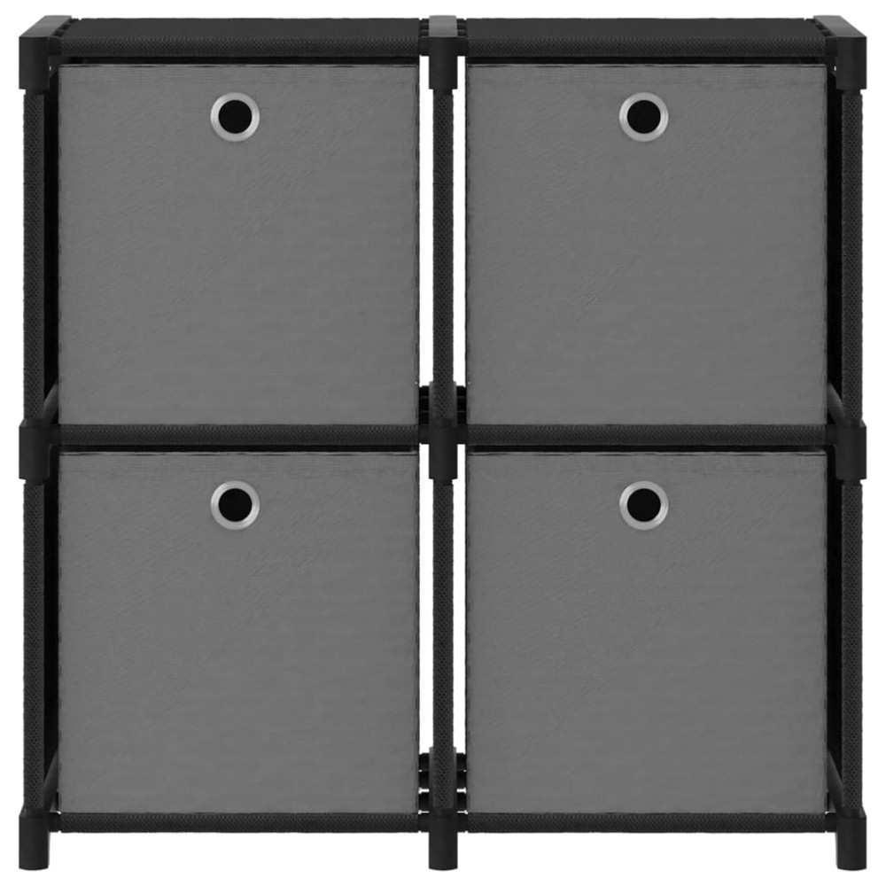 vidaXL Ραφιέρα με 4 Κύβους & Κουτιά Μαύρη 69x30x72,5 εκ. Υφασμάτινη