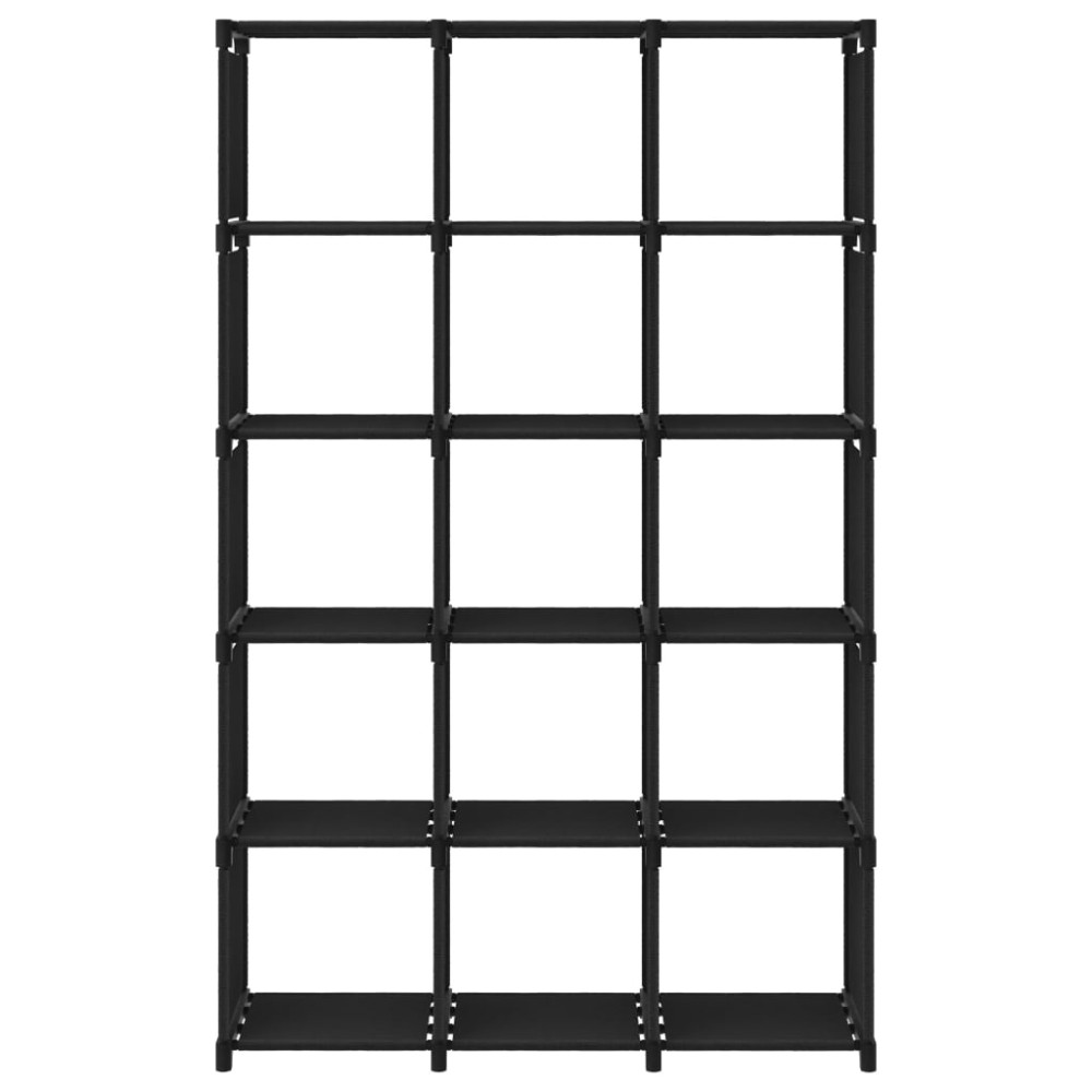 vidaXL Ραφιέρα με 15 Κύβους & Κουτιά Μαύρη 103x30x175,5 εκ. Υφασμάτινη