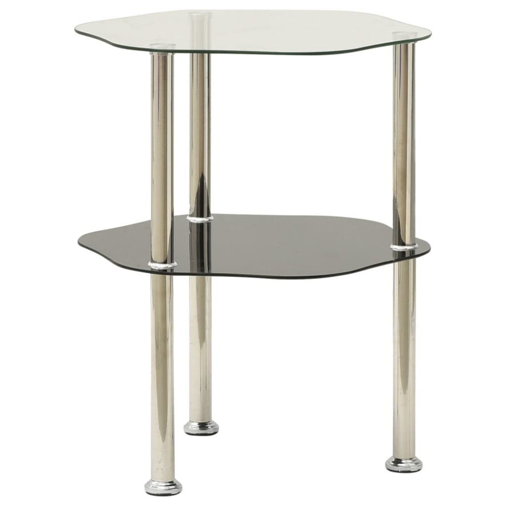 322786 vidaXL Βοηθ. Τραπέζι 2 Επ. Διαφ. & Μαύρο 38x38x50 εκ Ψημ. Γυαλί