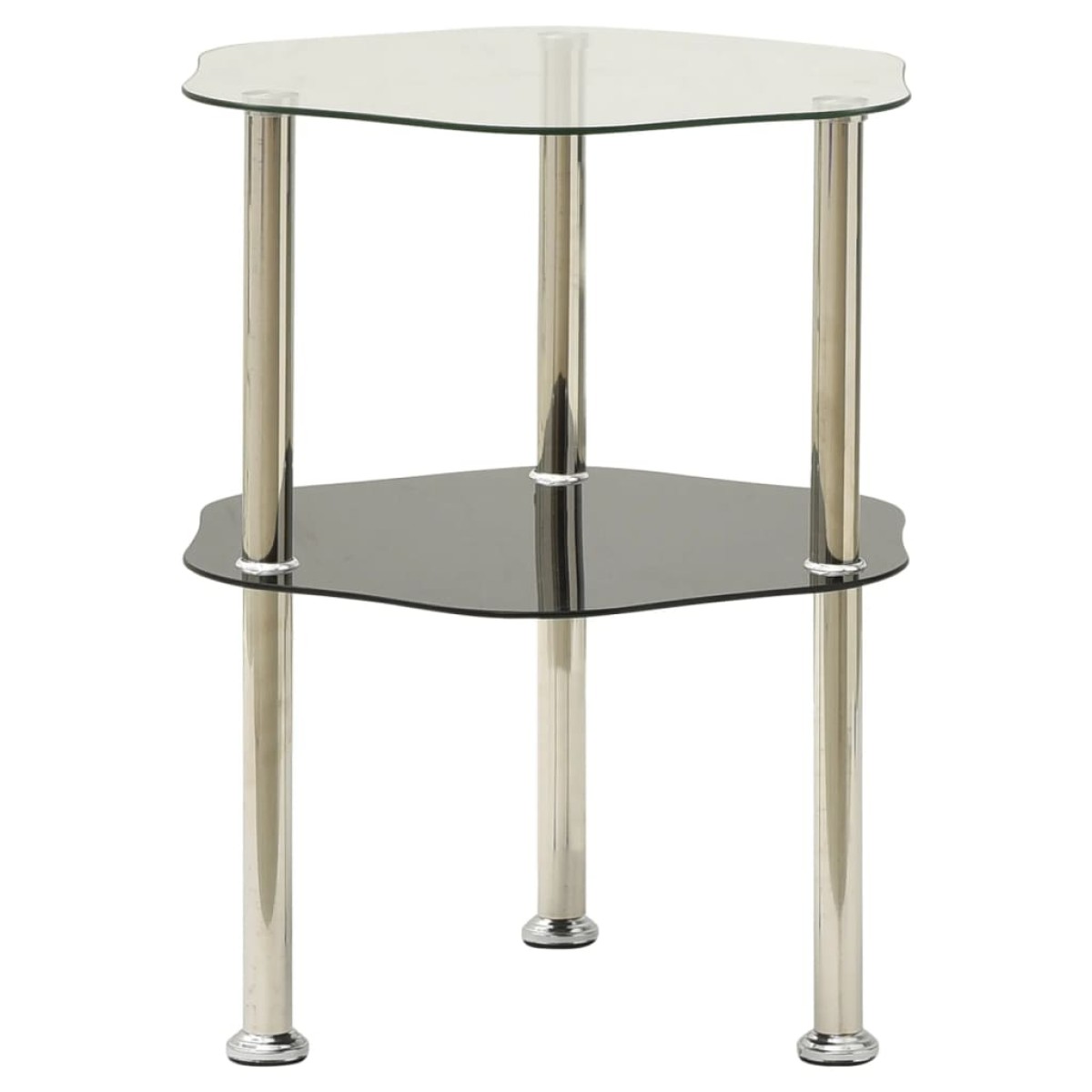 322786 vidaXL Βοηθ. Τραπέζι 2 Επ. Διαφ. & Μαύρο 38x38x50 εκ Ψημ. Γυαλί