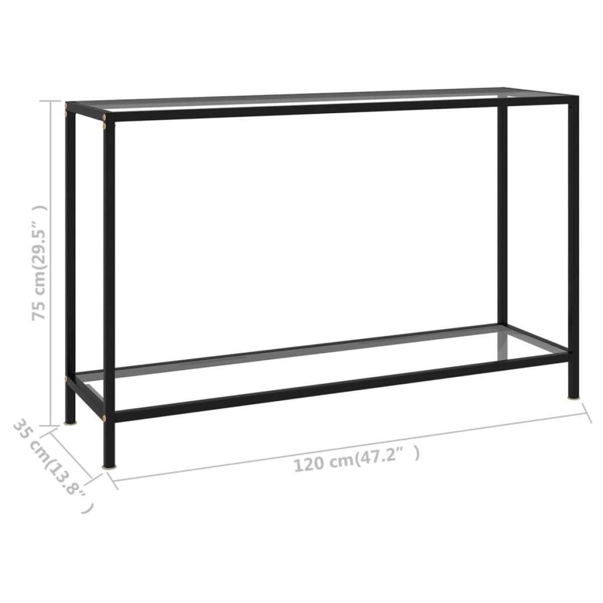 vidaXL Τραπέζι Κονσόλα Διαφανές 120 x 35 x 75 εκ. από Ψημένο Γυαλί