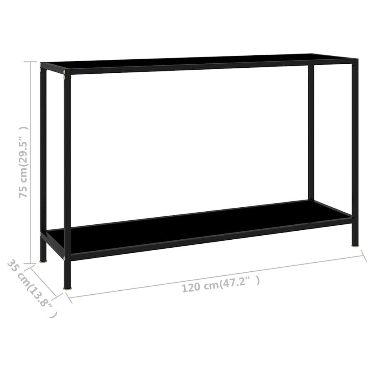 vidaXL Τραπέζι Κονσόλα Μαύρο 120 x 35 x 75 εκ. από Ψημένο Γυαλί