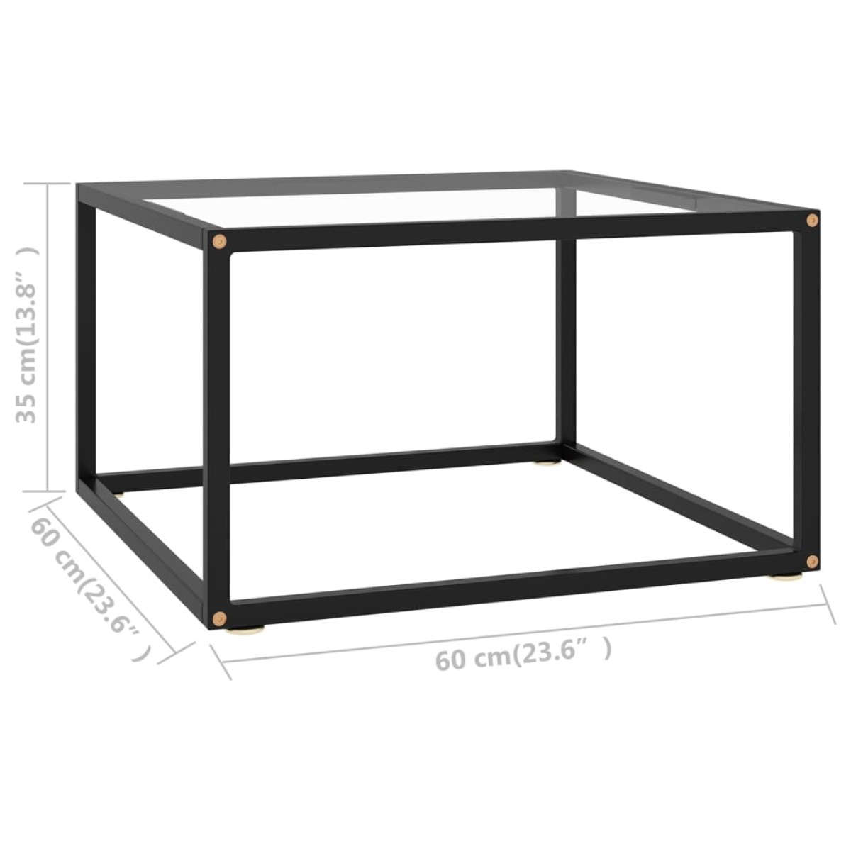 vidaXL Τραπεζάκι Σαλονιού Μαύρο 60 x 60 x 35 εκ. με Ψημένο Γυαλί