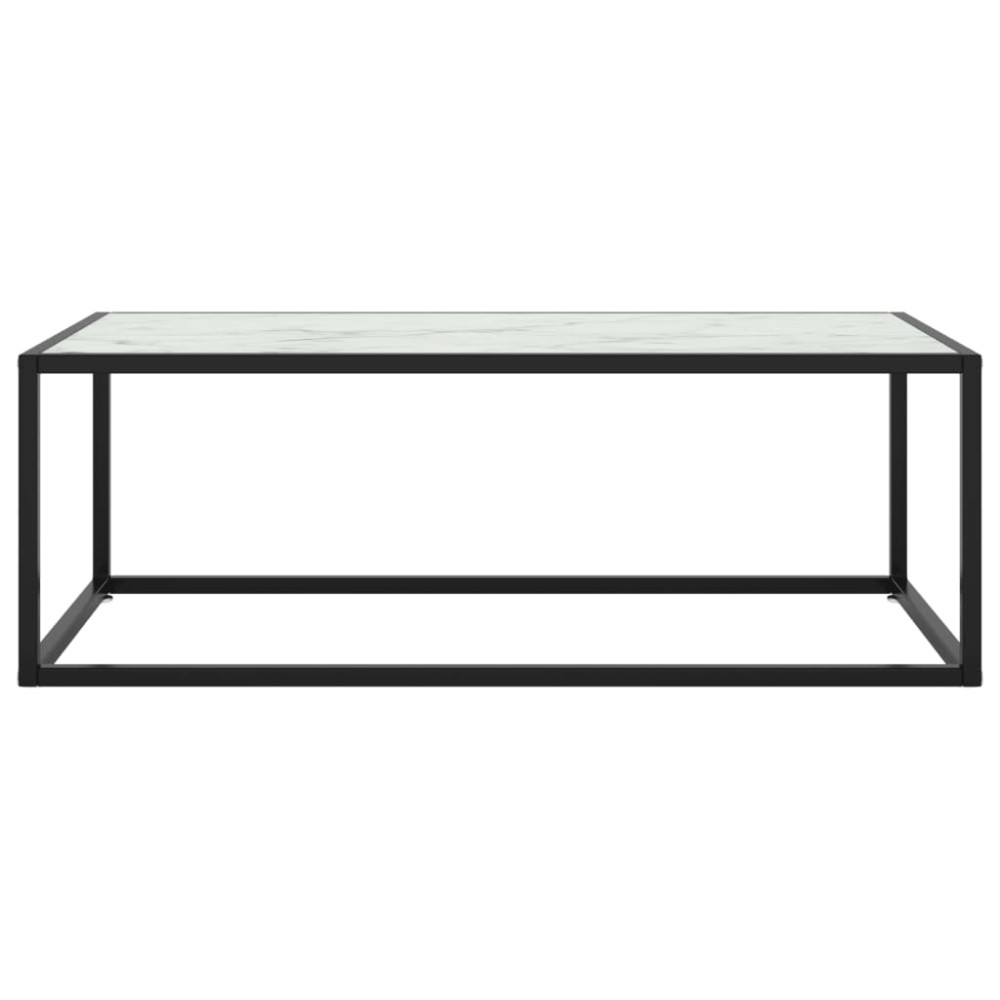 vidaXL Τραπεζάκι Σαλονιού Μαύρο 100x50x35 εκ. Λευκό Γυαλί Όψη Μαρμάρου