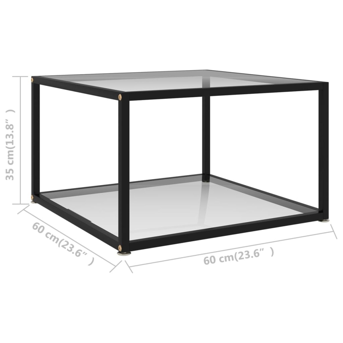 vidaXL Τραπεζάκι Σαλονιού Διαφανές 60 x 60 x 35 εκ. από Ψημένο Γυαλί