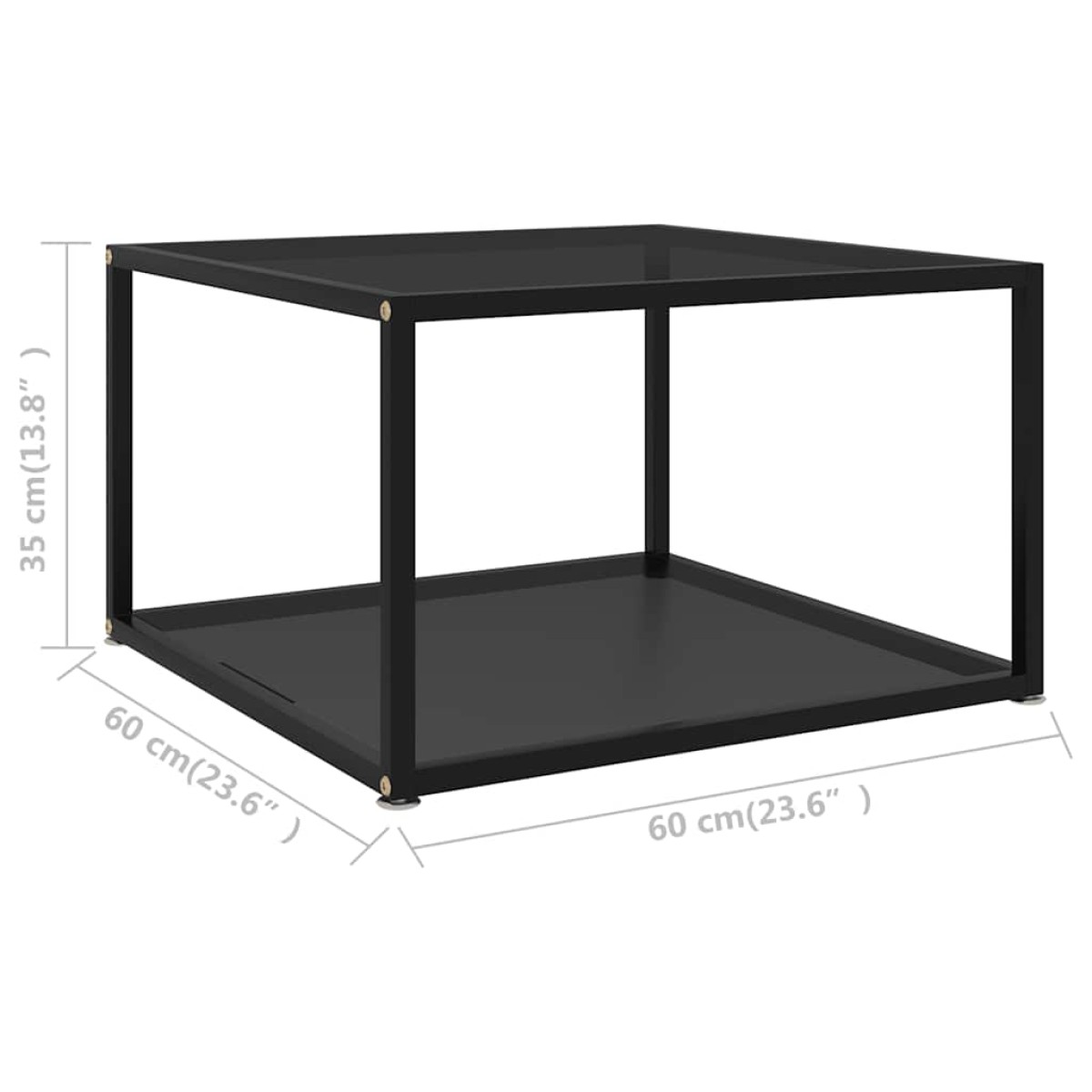 vidaXL Τραπεζάκι Σαλονιού Μαύρο 60 x 60 x 35 εκ. από Ψημένο Γυαλί