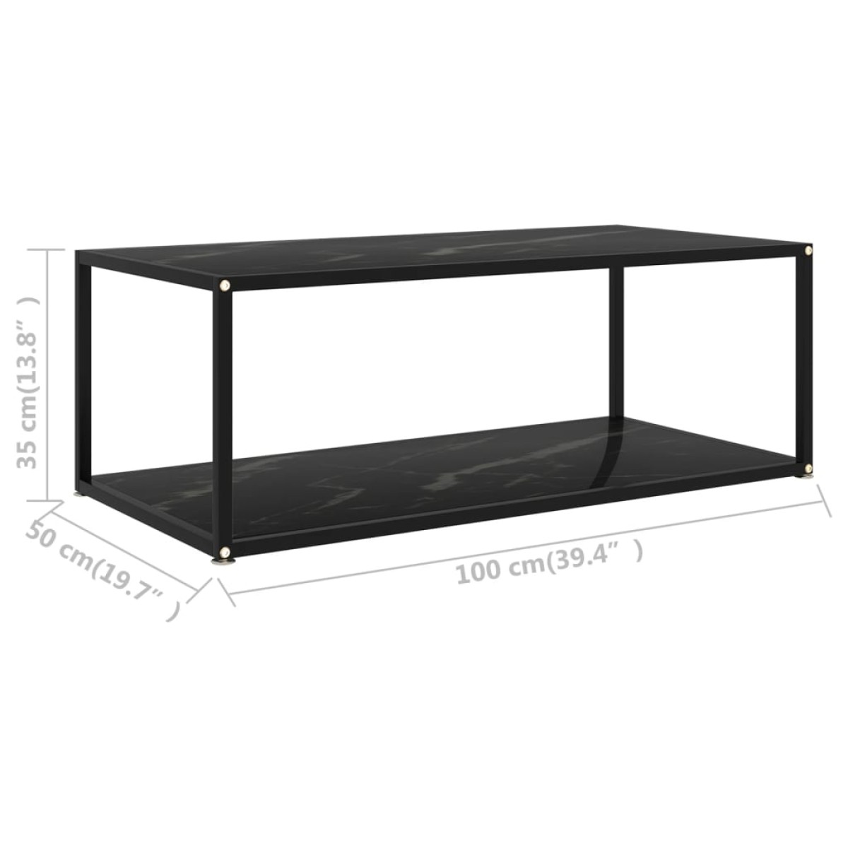 vidaXL Τραπεζάκι Σαλονιού Μαύρο 100 x 50 x 35 εκ. από Ψημένο Γυαλί