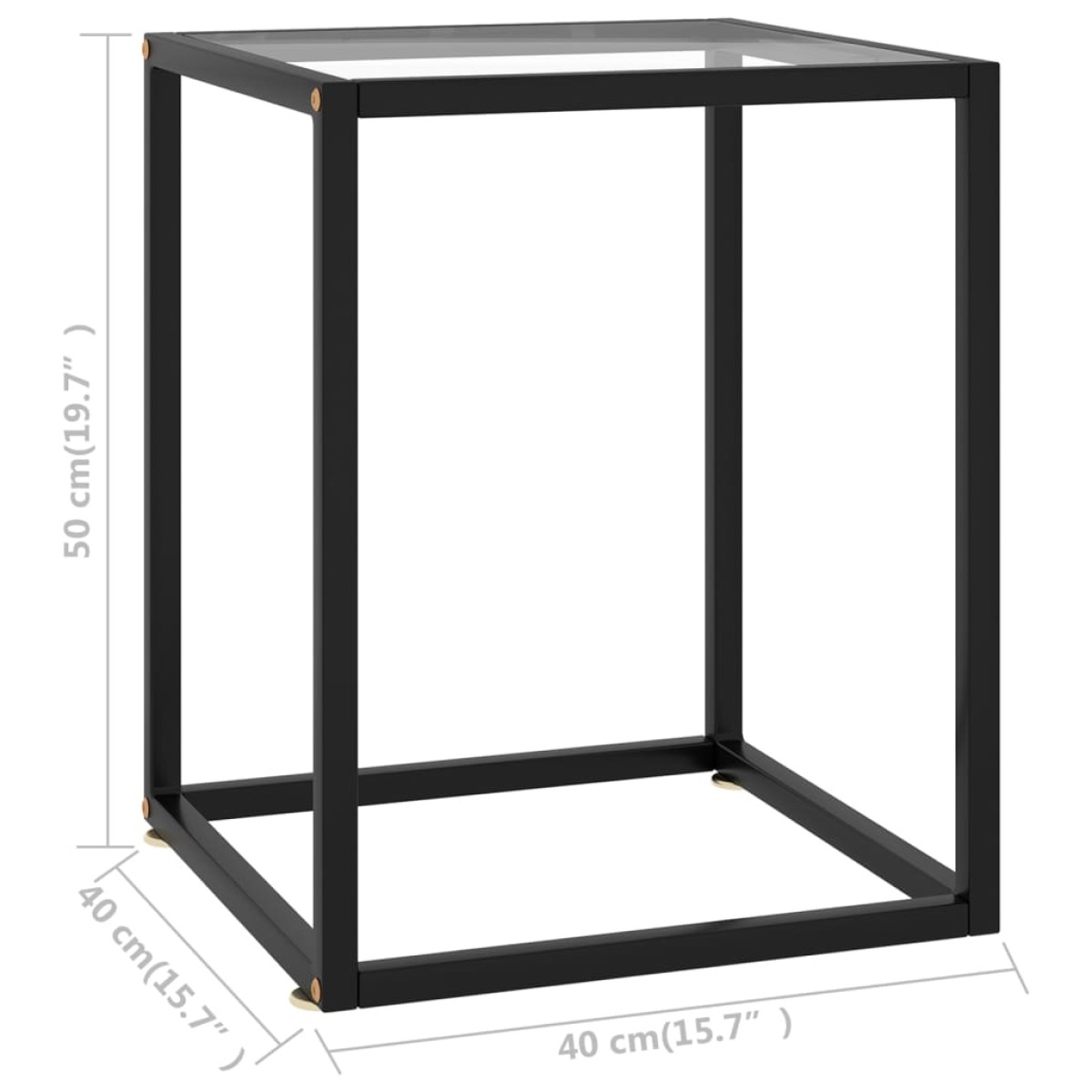 vidaXL Τραπεζάκι Σαλονιού Μαύρο 40 x 40 x 50 εκ. με Ψημένο Γυαλί