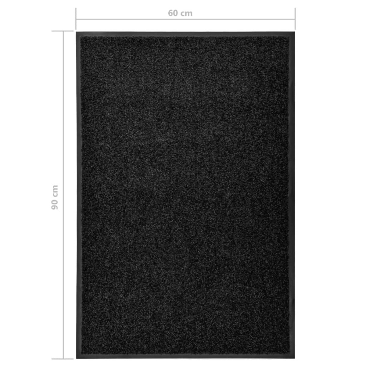 vidaXL Πατάκι Εισόδου Πλενόμενο Μαύρο 60 x 90 εκ.