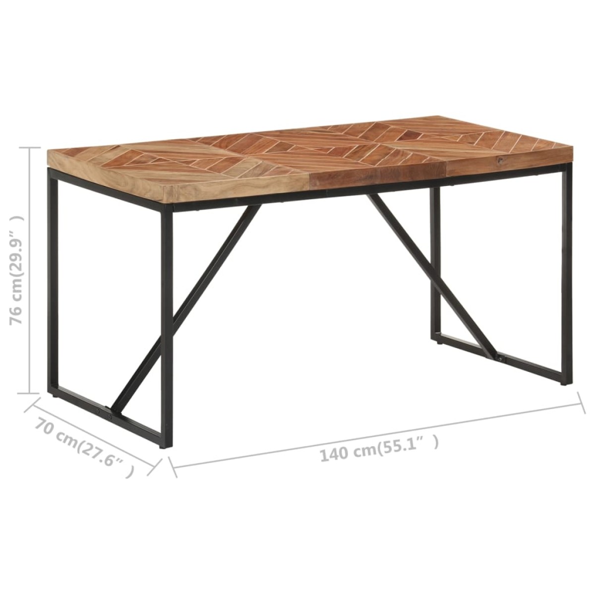 vidaXL Τραπεζαρία 140 x 70 x 76 εκ. από Μασίφ Ξύλο Ακακίας/Ξύλο Μάνγκο