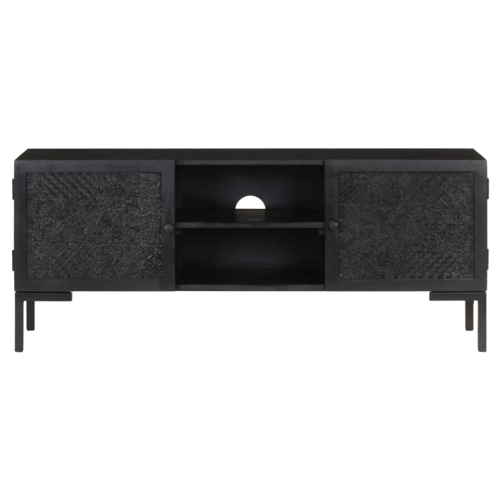 vidaXL Έπιπλο Τηλεόρασης Μαύρο 115 x 30 x 46 εκ. από Μασίφ Ξύλο Μάνγκο