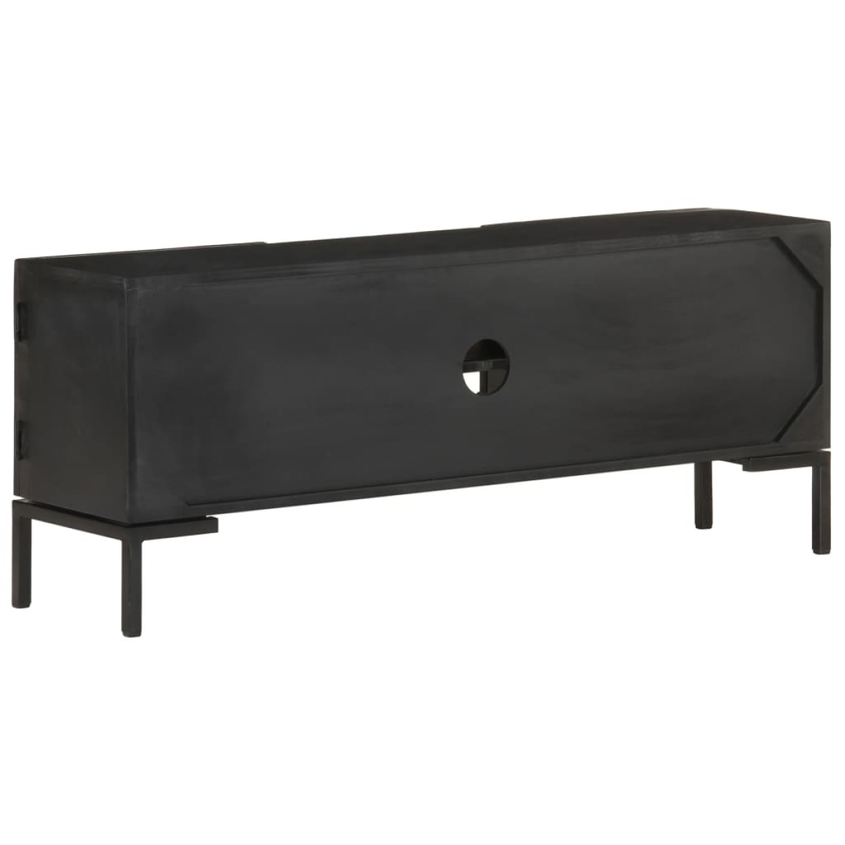 vidaXL Έπιπλο Τηλεόρασης Μαύρο 115 x 30 x 46 εκ. από Μασίφ Ξύλο Μάνγκο
