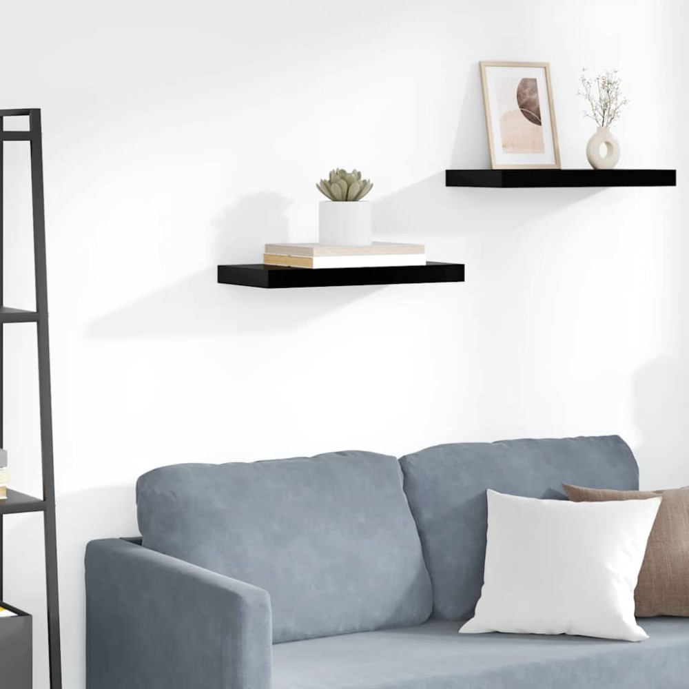 vidaXL Ράφι Τοίχου Γυαλιστερό Μαύρο 50x23,5x3,8 εκ. MDF