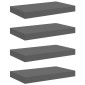 vidaXL Ράφια Τοίχου Γυαλιστερά Γκρι 4 Τεμάχια 40 x 23 x 3,8 εκ. MDF