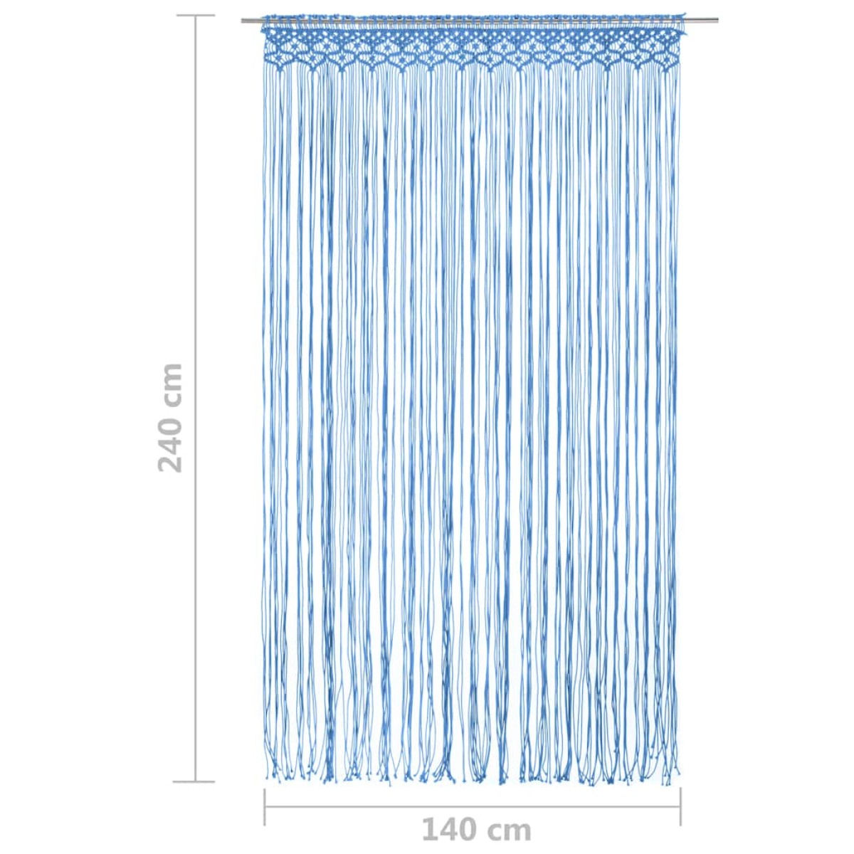 vidaXL Κουρτίνα Μακραμέ Μπλε 140 x 240 εκ. Βαμβακερή